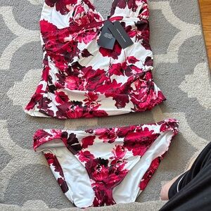 Tommy Hilfiger Floral 2 Piece swimsuit.  - Red and White